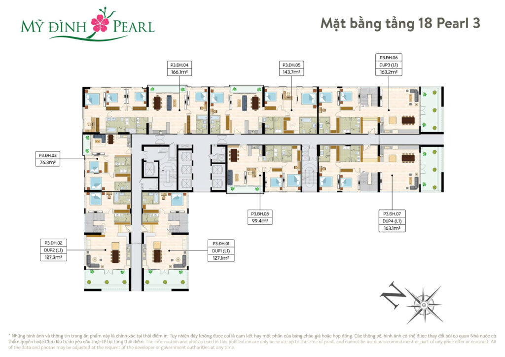 Chi tiết mặt bằng căn hộ Pearl Tower 3 Mỹ Đình Pearl