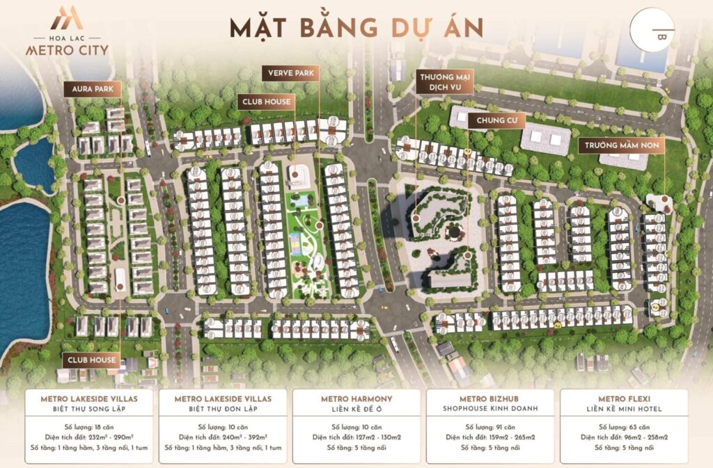 Mặt bằng dự án Hoa Lac Metro City