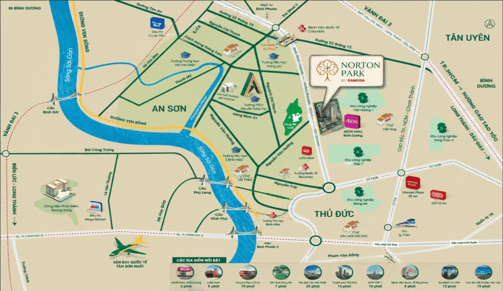 Vị trí tâm điểm kết nối của dự án Norton Park